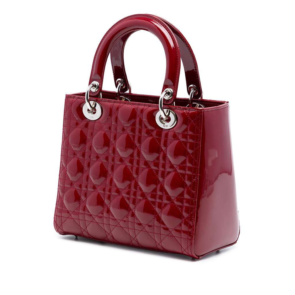 Dior Medium Patent Cannage Lady Dior Red Leather Good condition - Back View