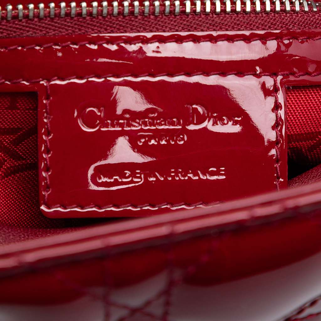 Dior Medium Patent Cannage Lady Dior Red Leather Good condition - Box View