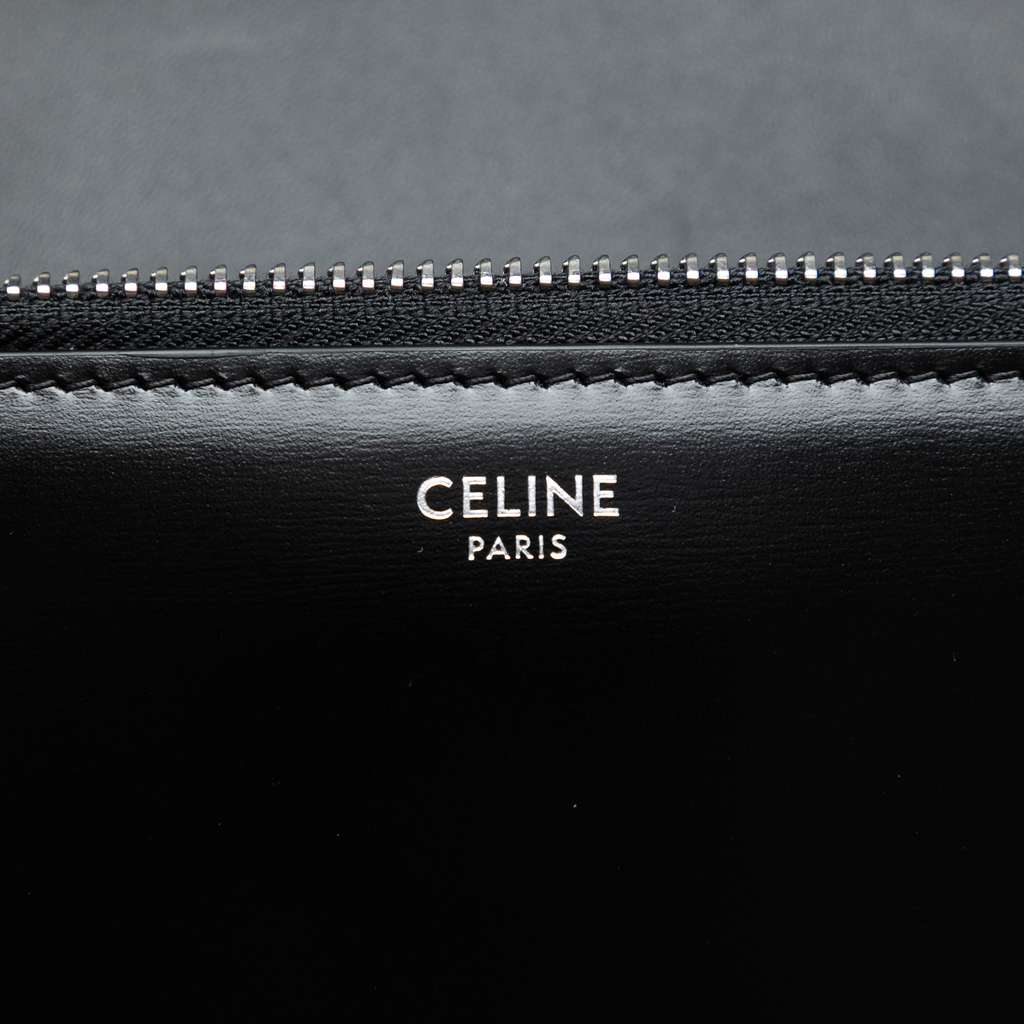 Celine Small Shiny Calfskin Triomphe Cartable Satchel Black Leather Good condition - Box View