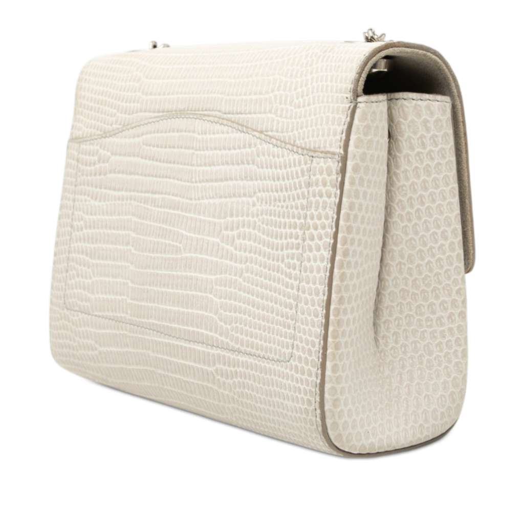 Saint Laurent Python Embossed Leather Sac Le Sixieme Shoulder Bag White Leather Good condition - Back View