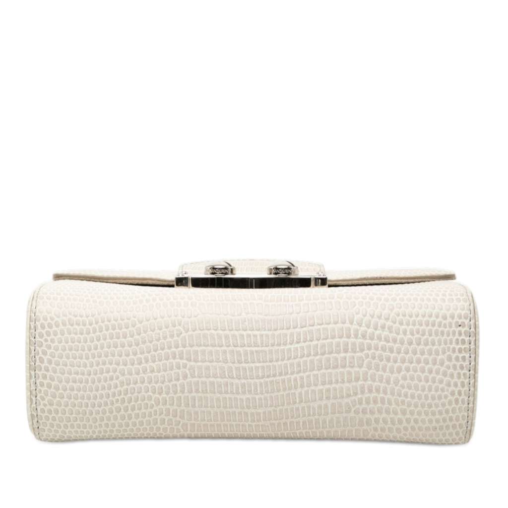 Saint Laurent Python Embossed Leather Sac Le Sixieme Shoulder Bag White Leather Good condition - Inside View