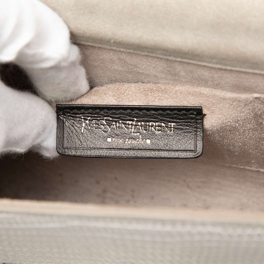 Saint Laurent Python Embossed Leather Sac Le Sixieme Shoulder Bag White Leather Good condition - Box View