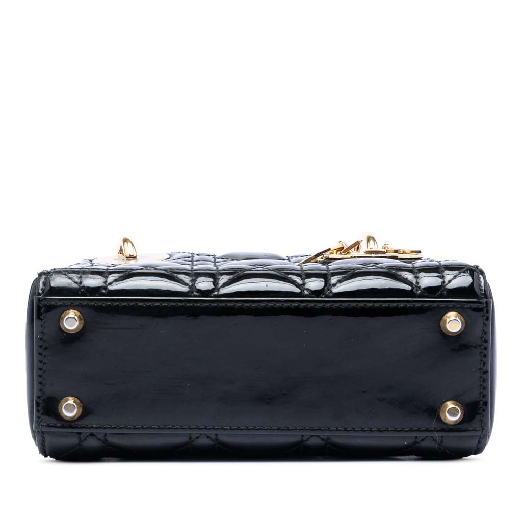 Dior Mini Patent Cannage Lady Dior Black Leather Good condition - Inside View
