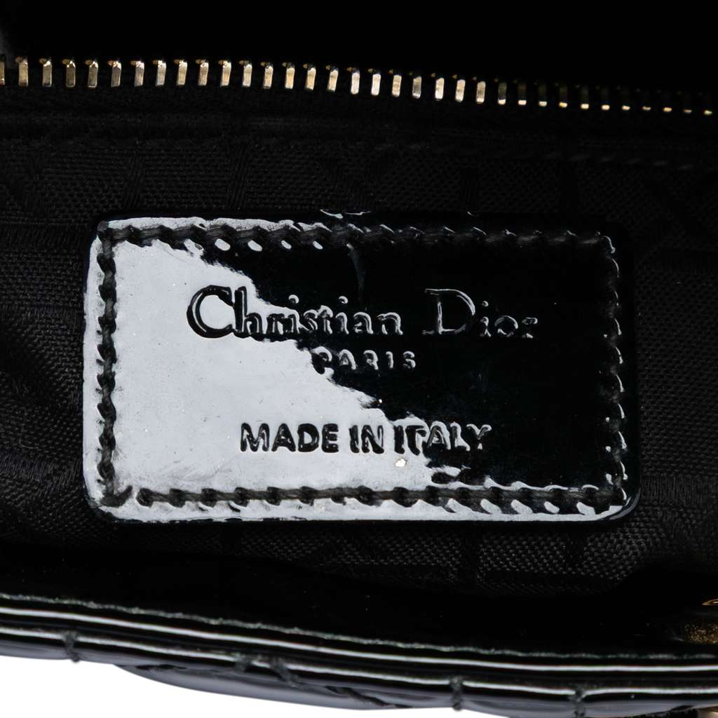 Dior Mini Patent Cannage Lady Dior Black Leather Good condition - Box View