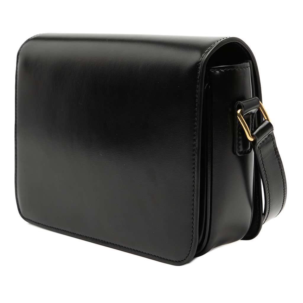 Celine Teen Shiny Calfskin Triomphe Crossbody Black Leather Good condition - Back View