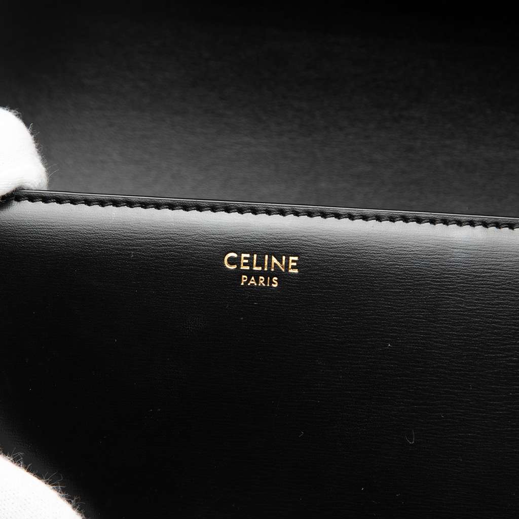 Celine Teen Shiny Calfskin Triomphe Crossbody Black Leather Good condition - Box View