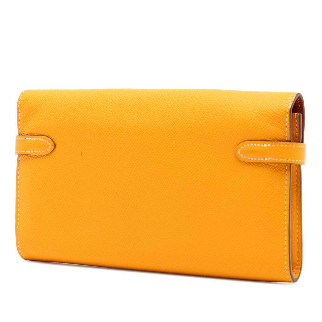 Hermès Epsom Kelly Longue Wallet Yellow Leather Good condition - Back View