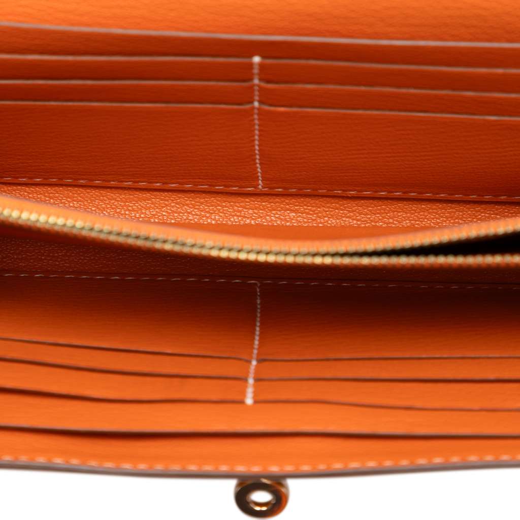 Hermès Epsom Kelly Longue Wallet Yellow Leather Good condition - Model View