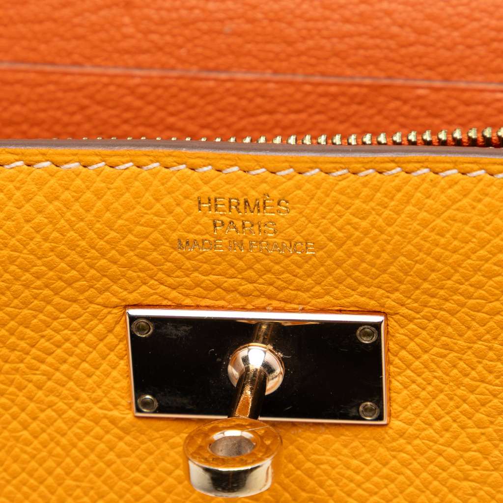 Hermès Epsom Kelly Longue Wallet Yellow Leather Good condition - Box View