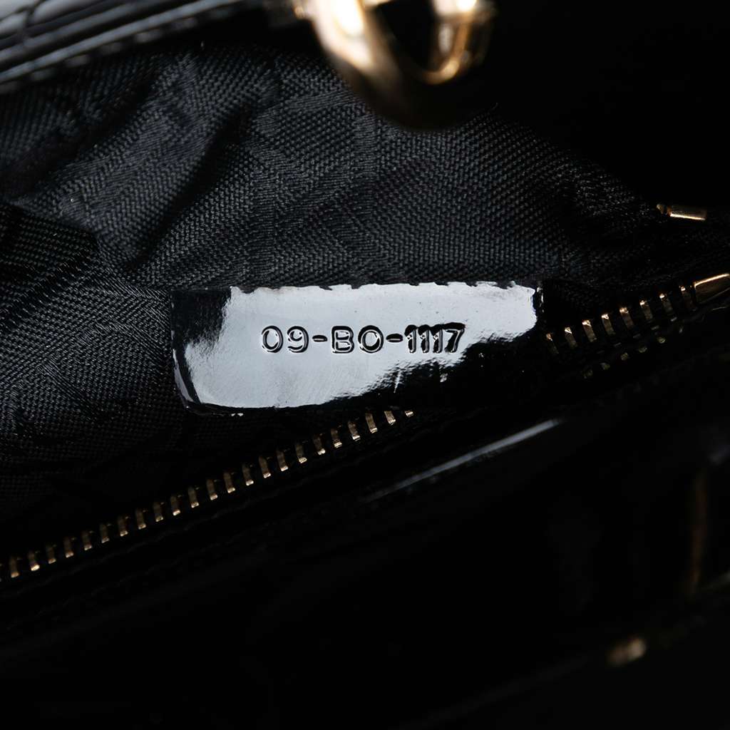 Dior Mini Patent Cannage Lady Dior Black Leather Good condition - Box View