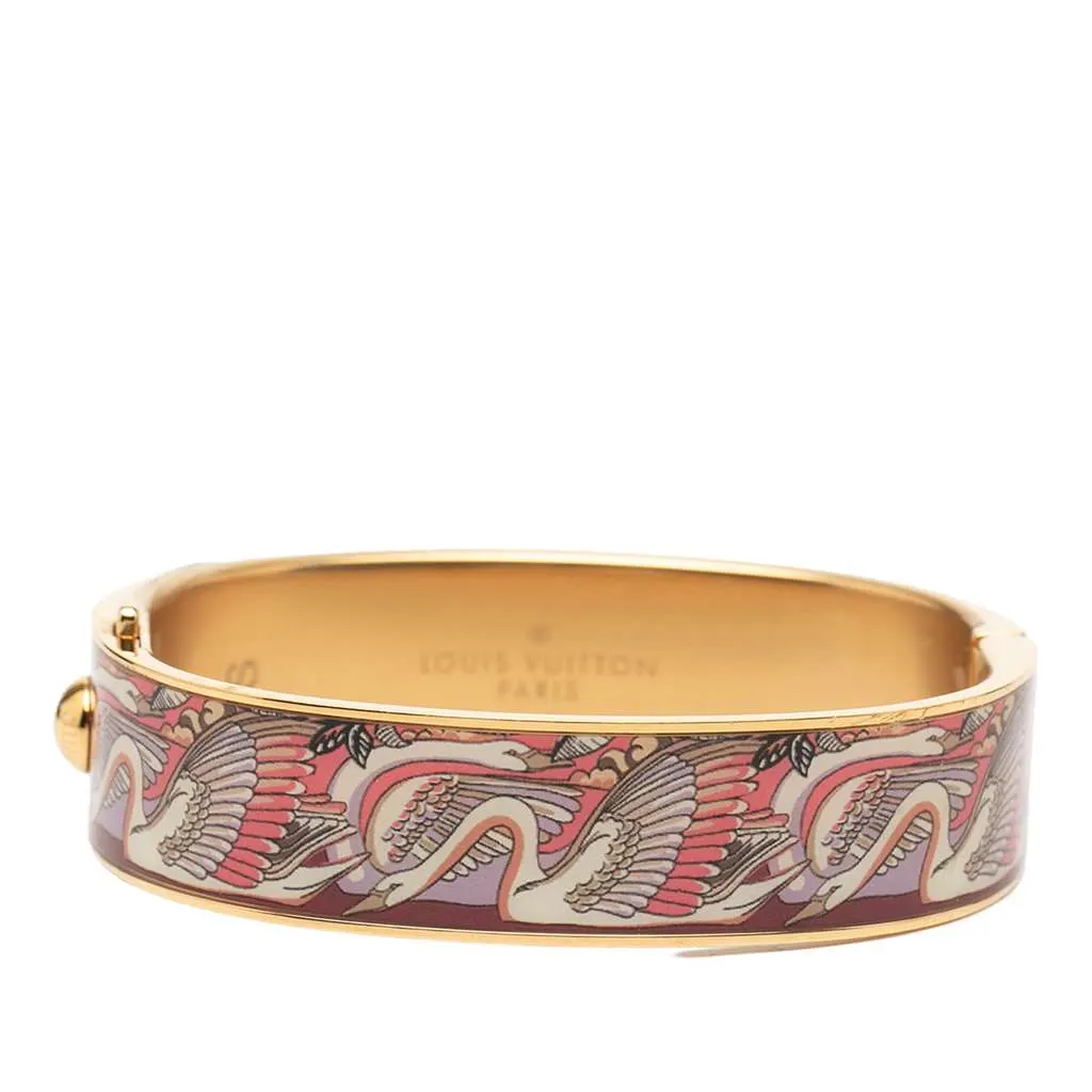 Louis Vuitton Gold Plated Enamel Monogram Confidential Hinge Bracelet S Pink Very good - Front View