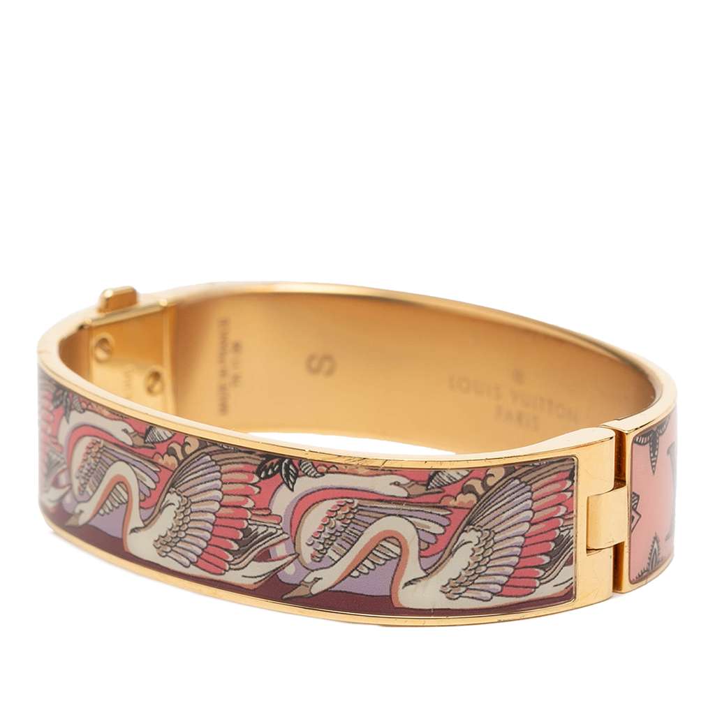 Louis Vuitton Gold Plated Enamel Monogram Confidential Hinge Bracelet S Pink Good condition - Back View