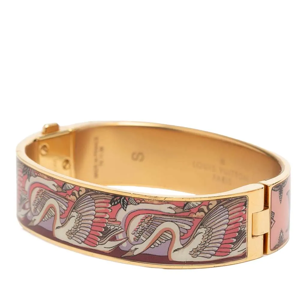 Louis Vuitton Gold Plated Enamel Monogram Confidential Hinge Bracelet S Pink Very good - Back View