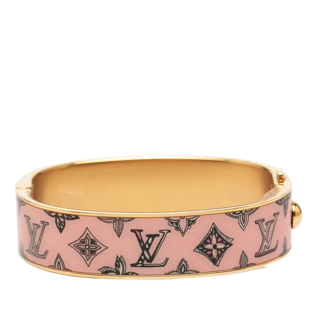 Louis Vuitton Gold Plated Enamel Monogram Confidential Hinge Bracelet S Pink Very good - Inside View