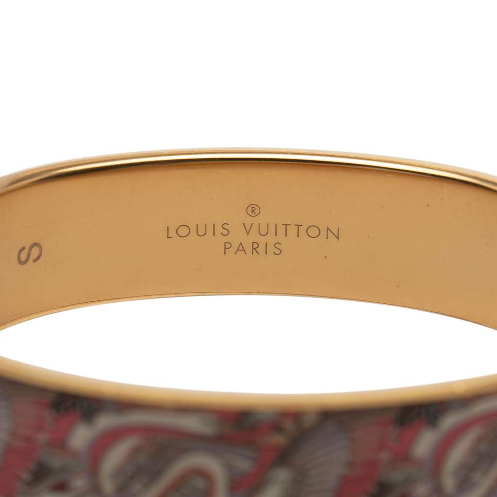 Louis Vuitton Gold Plated Enamel Monogram Confidential Hinge Bracelet S Pink Good condition - Box View