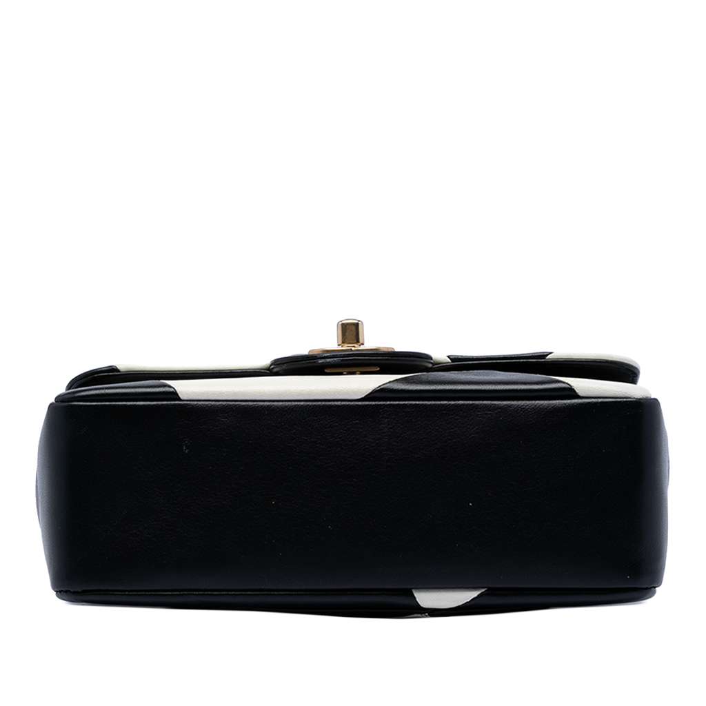 Chanel Mini Rectangular Classic Bicolor Quilted Lambskin Geometric Patchwork Single Flap Black Leather Good condition - Inside View