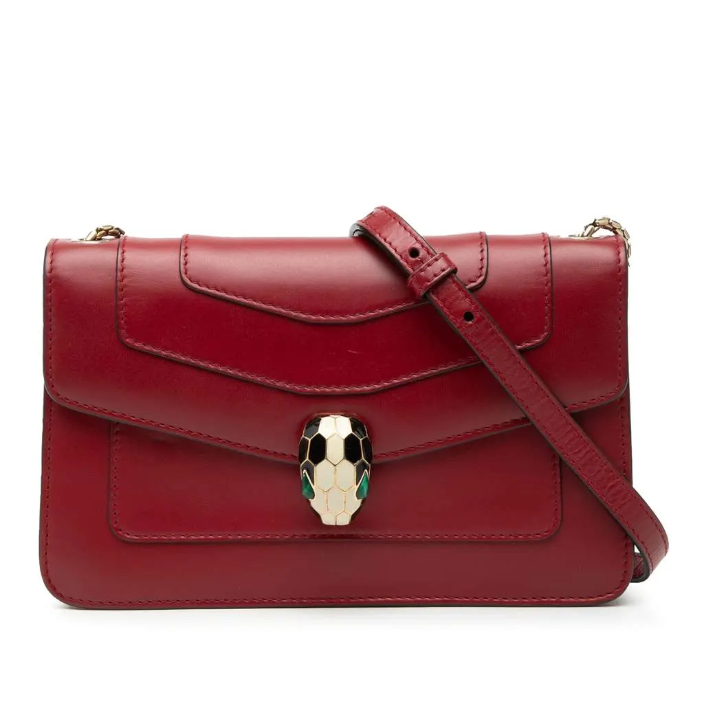 Bvlgari Leather Serpenti Forever Crossbody Red Leather Very good - Front View