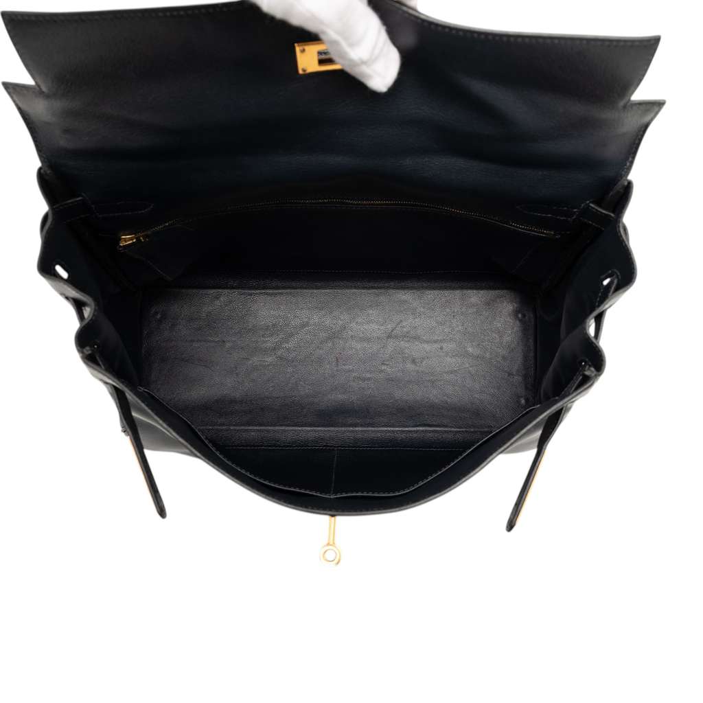 Hermès Gulliver Kelly Retourne 35 Black Leather Good condition - Model View