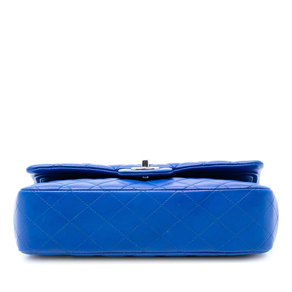 Chanel Medium Classic Lambskin Double Flap Blue Leather Good condition - Inside View