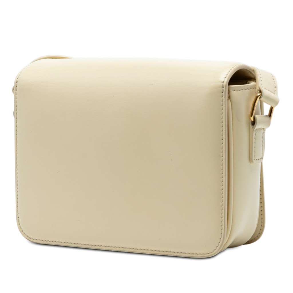 Celine Classique Shiny Calfskin Triomphe Crossbody Beige Leather Good condition - Back View