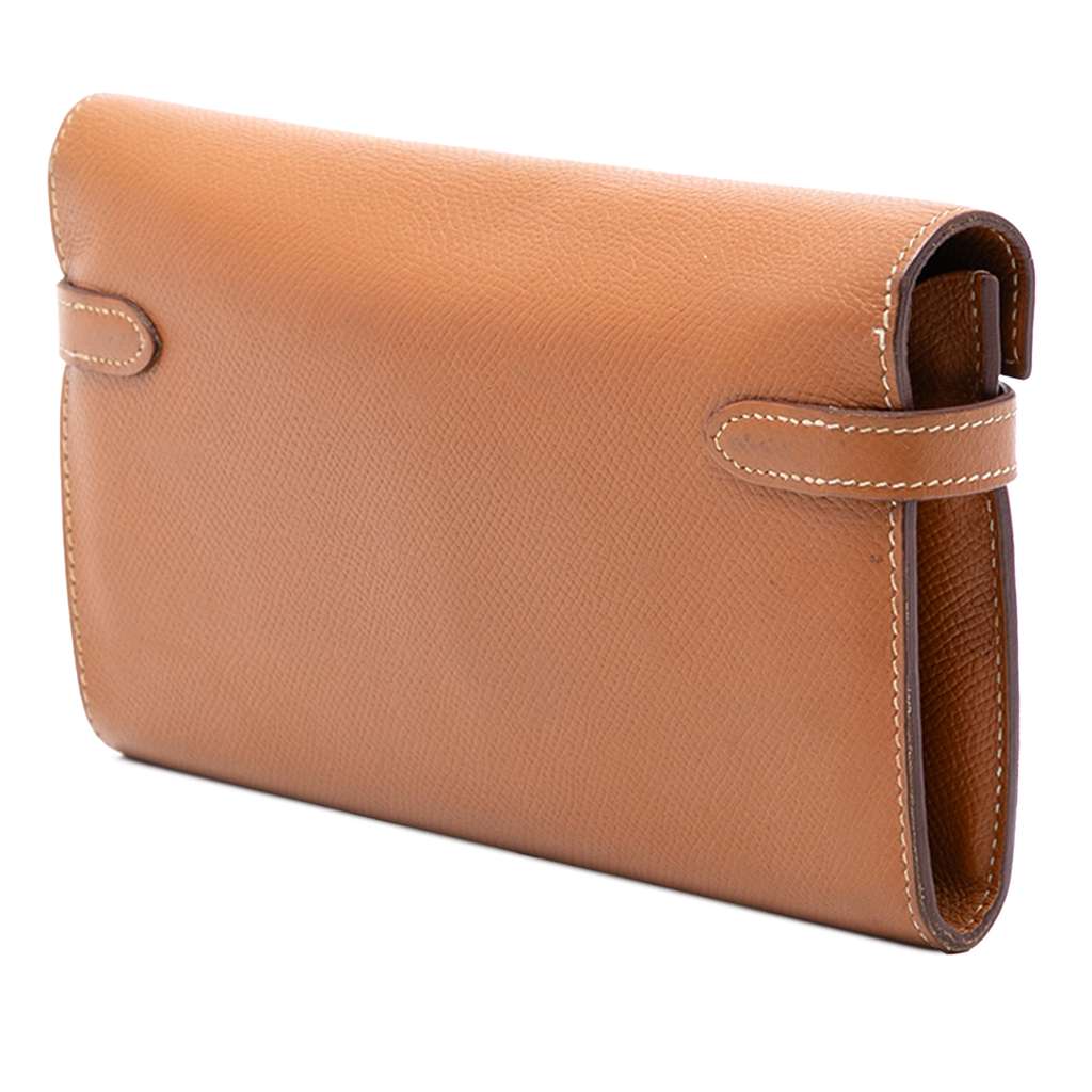 Hermès Epsom Kelly Longue Wallet Brown Leather Good condition - Back View