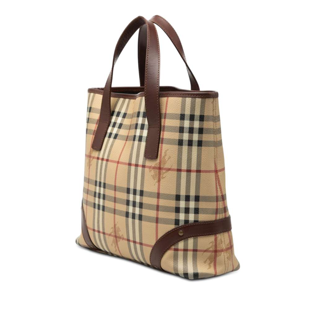 Burberry Haymarket Check Coated Canvas Tote Beige Canvas Good condition - Back View