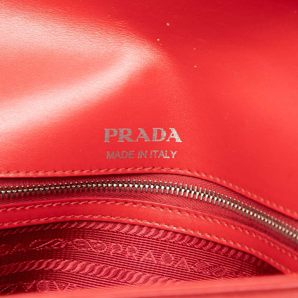 Prada Medium Soft Calf Impunture Diagramme Bag Red Leather Good condition - Box View