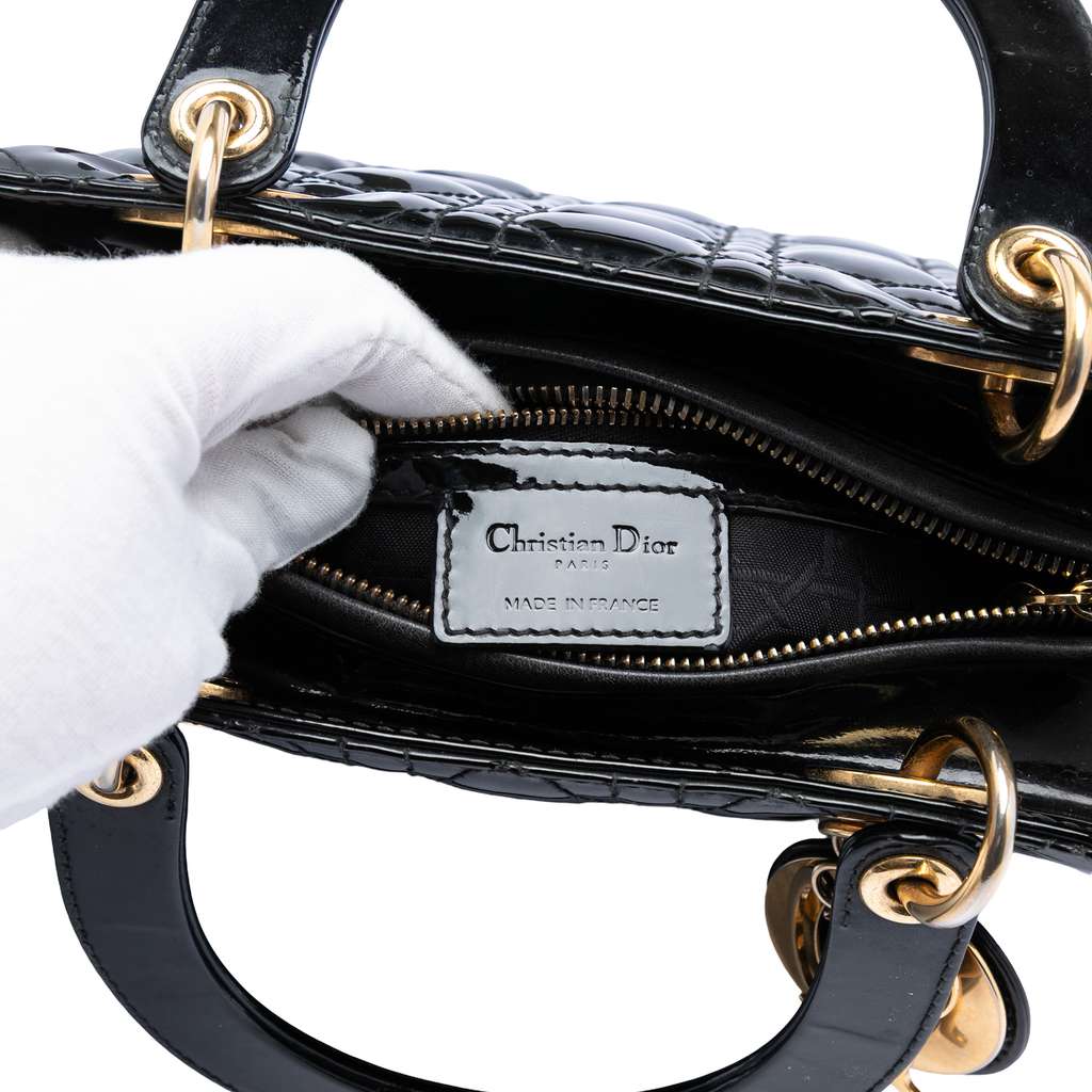 Dior Medium Patent Cannage Lady Dior Black Leather Good condition - Box View