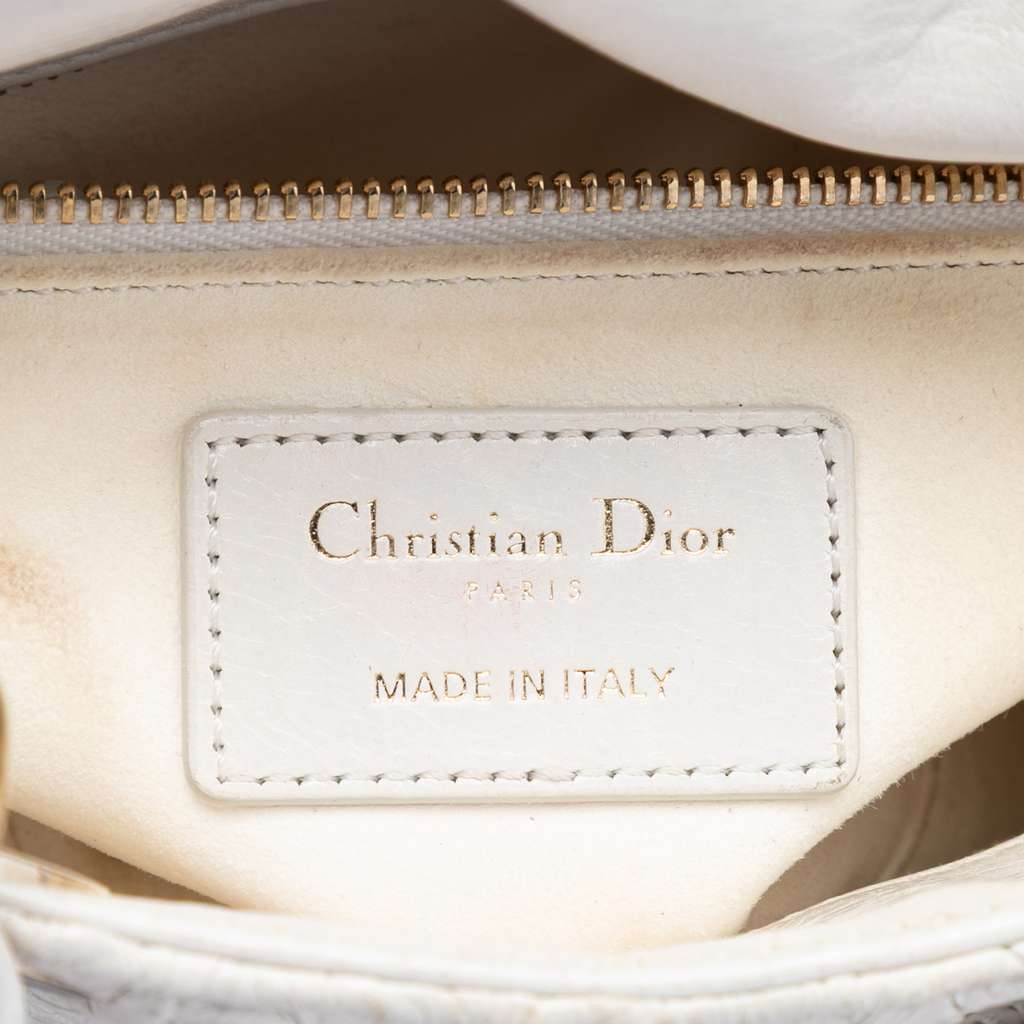 Dior Mini Wavy Crinkled Lambskin Lady Dior White Leather Good condition - Box View