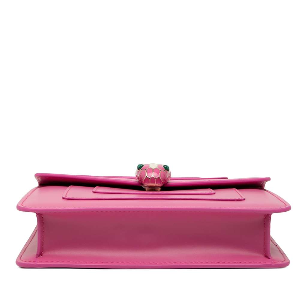 Bvlgari Small Leather Square Serpenti Forever Chain Crossbody Pink Leather Good condition - Inside View