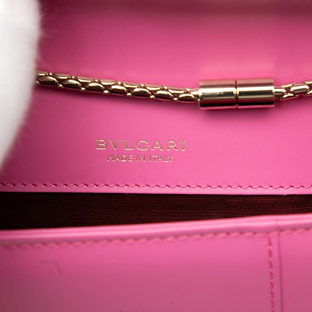 Bvlgari Small Leather Square Serpenti Forever Chain Crossbody Pink Leather Good condition - Box View