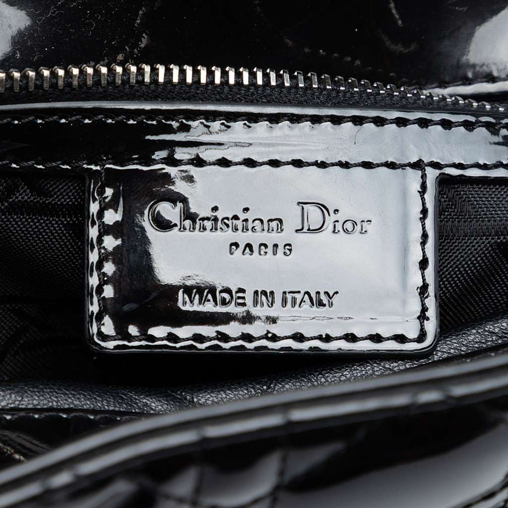 Dior Large Patent Cannage Lady Dior Black Leather Good condition - Box View
