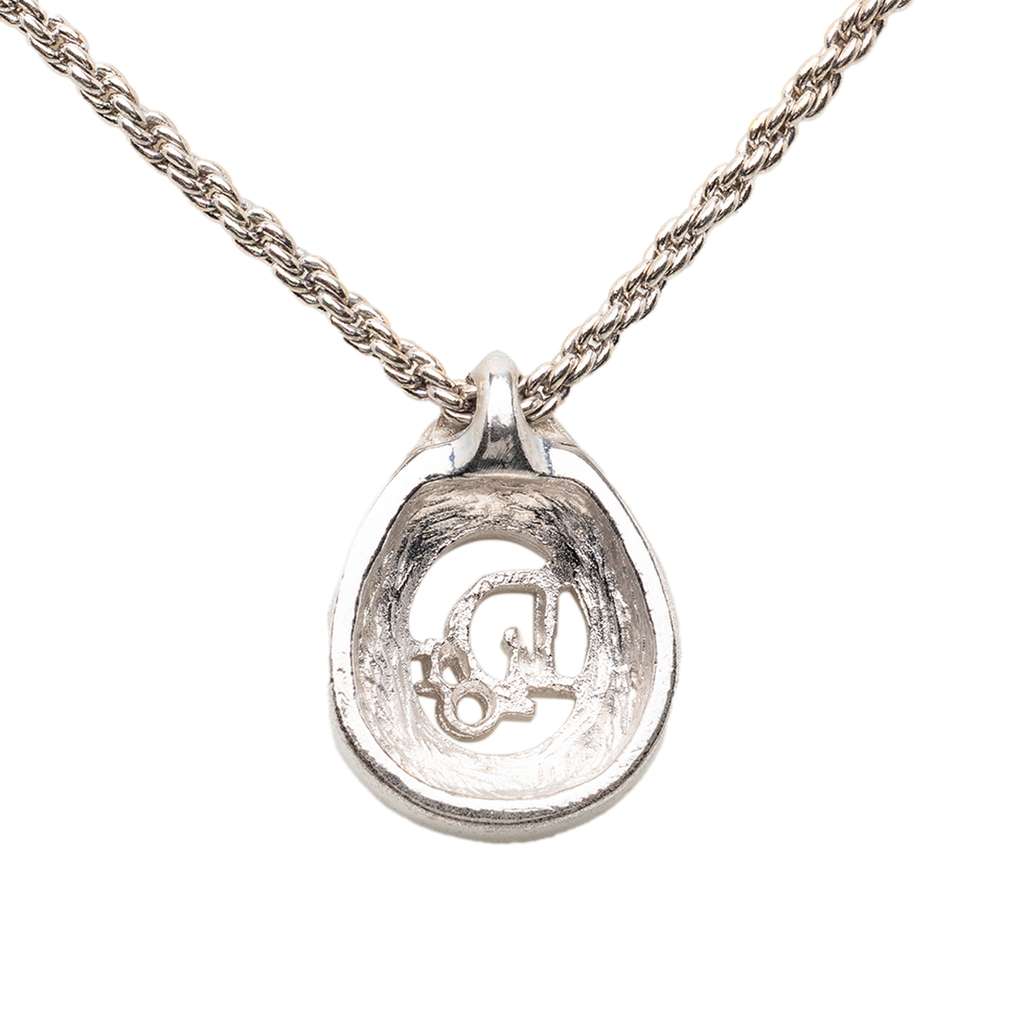 Dior Gold Plated Logo Tear Drop Rhinestones Pendant Necklace Gold Metal Good condition - Inside View