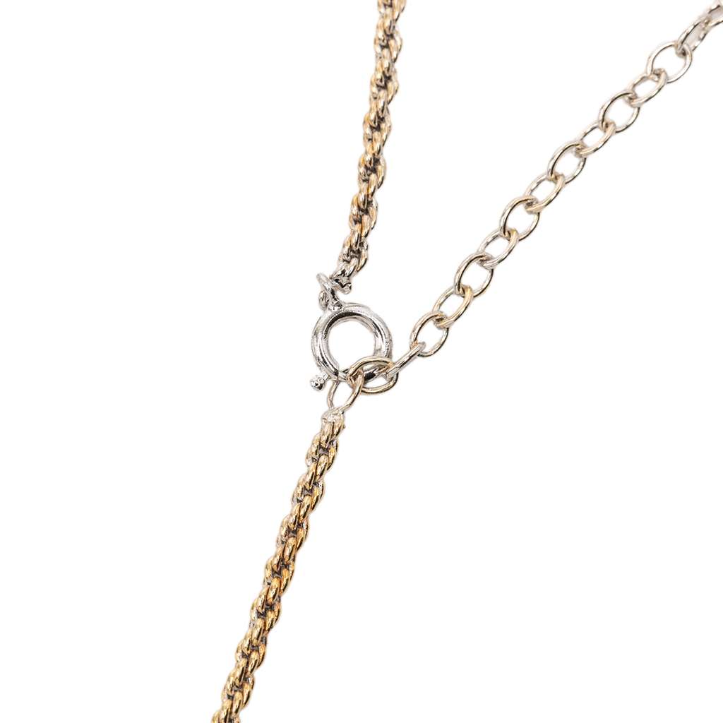 Dior Gold Plated Logo Tear Drop Rhinestones Pendant Necklace Gold Metal Good condition - Model View