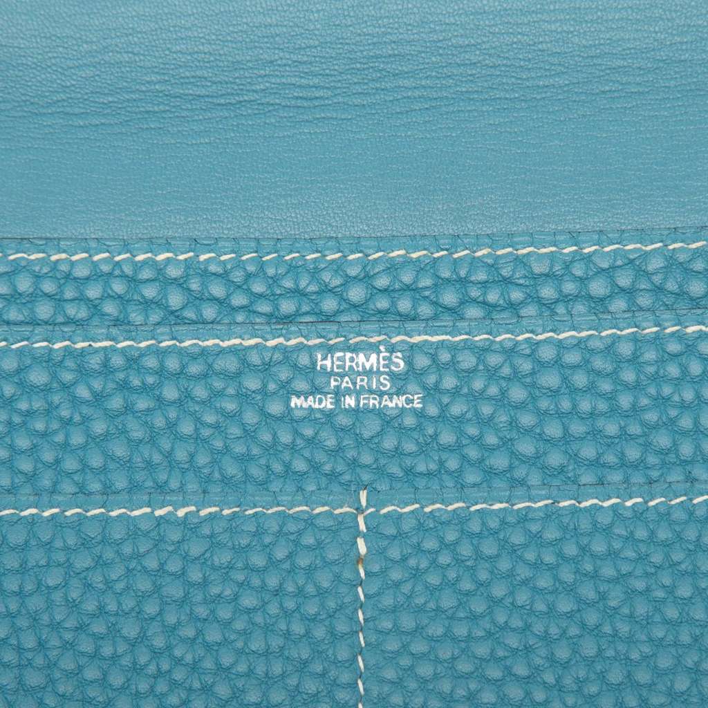 Hermès Togo Dogon Duo Wallet GM Blue Leather Good condition - Model View