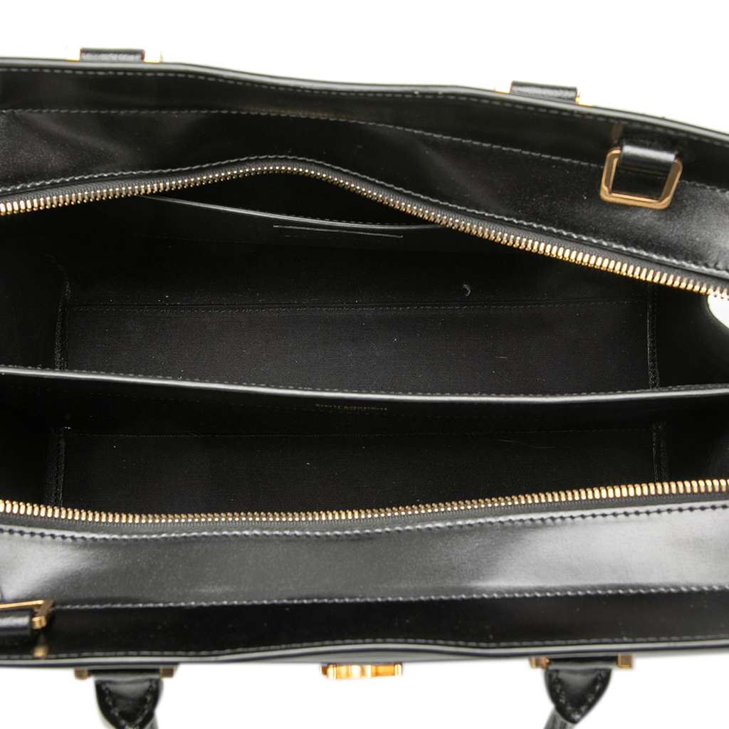 Saint Laurent Medium Smooth Calfskin Monogram Uptown Satchel Black Leather Good condition - Model View