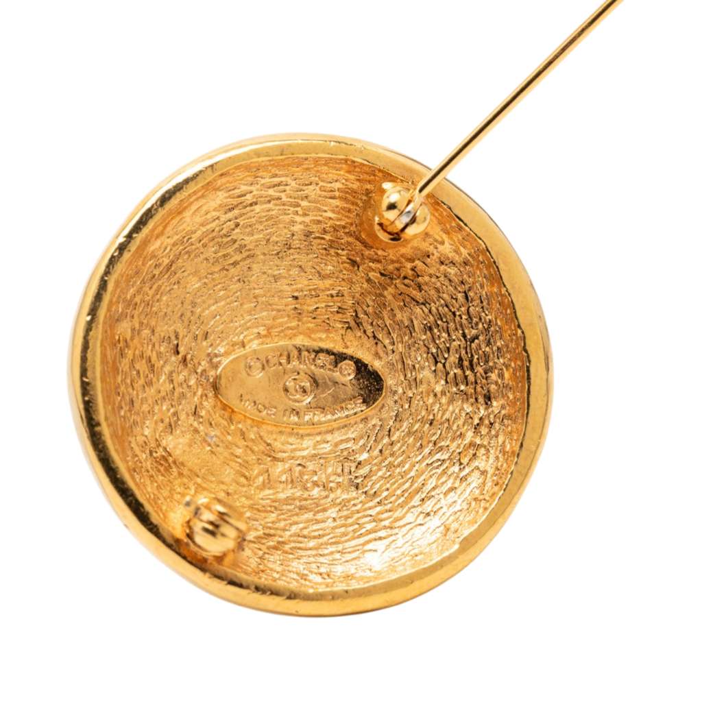 Chanel Gold Plated CC Round Brooch Gold Metal Good condition - Inside View