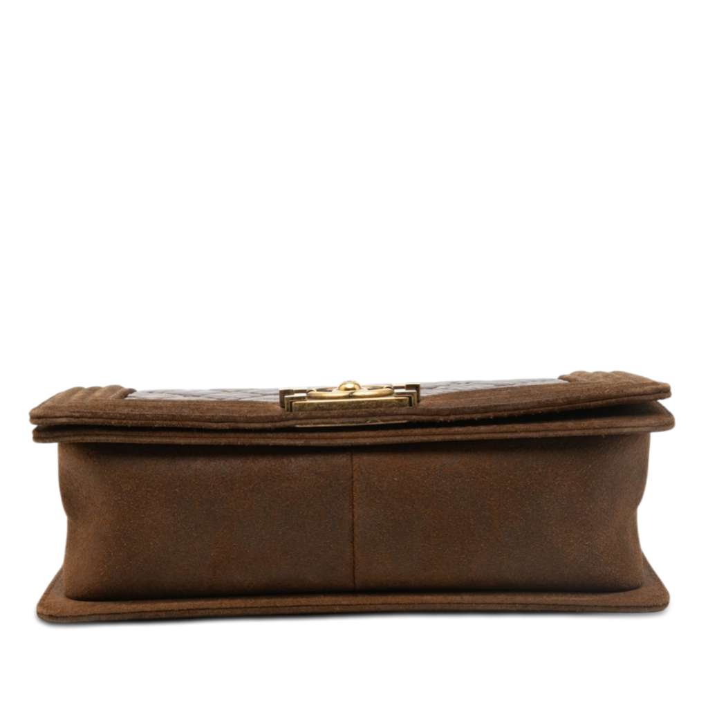 Chanel Old Medium Quilted Distressed Calfskin Boy Flap Red Leather Good condition - Inside View