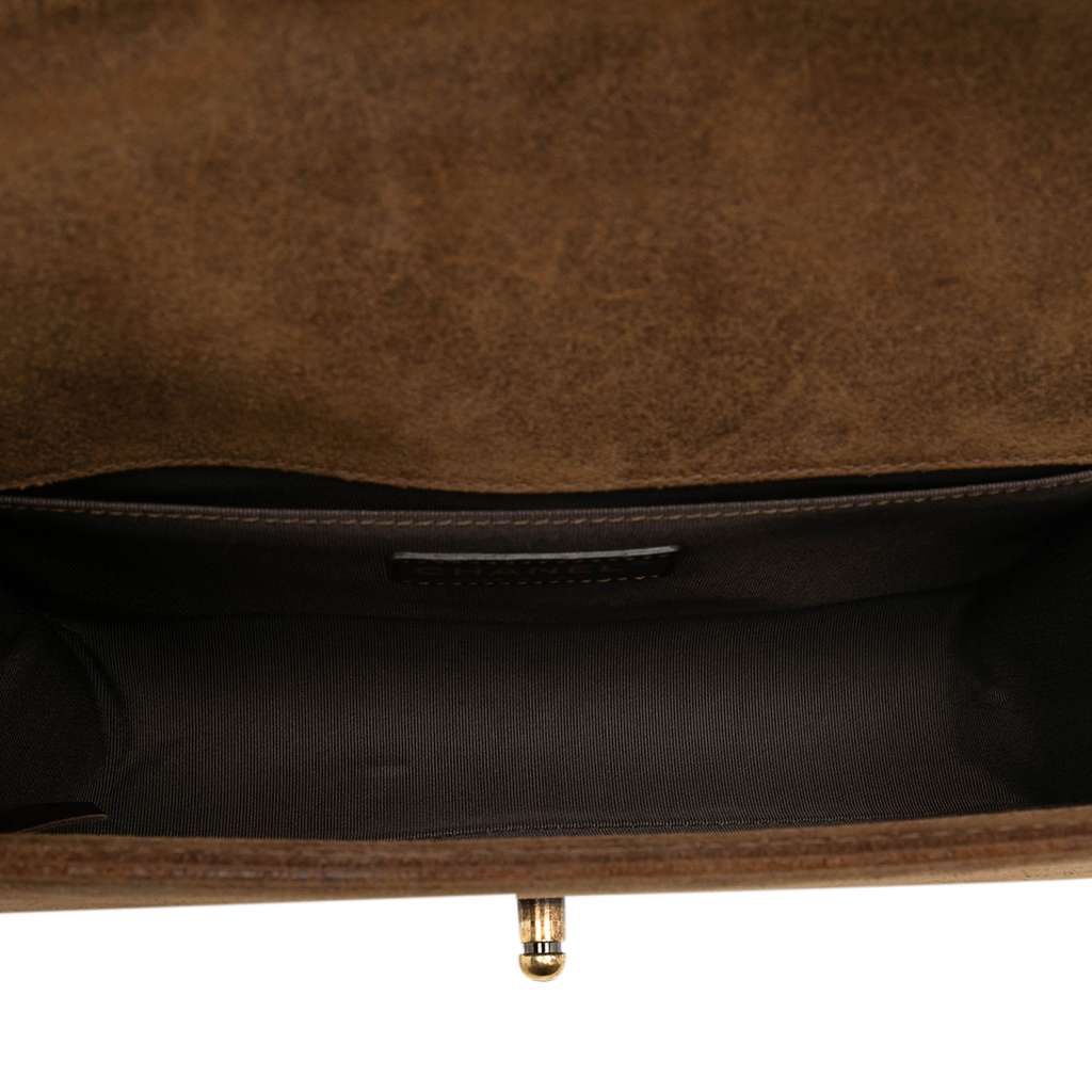 Chanel Old Medium Quilted Distressed Calfskin Boy Flap Red Leather Good condition - Model View