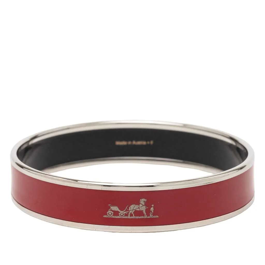 Hermès Narrow Caleche Enamel Bangle 62 Red Very good - Back View