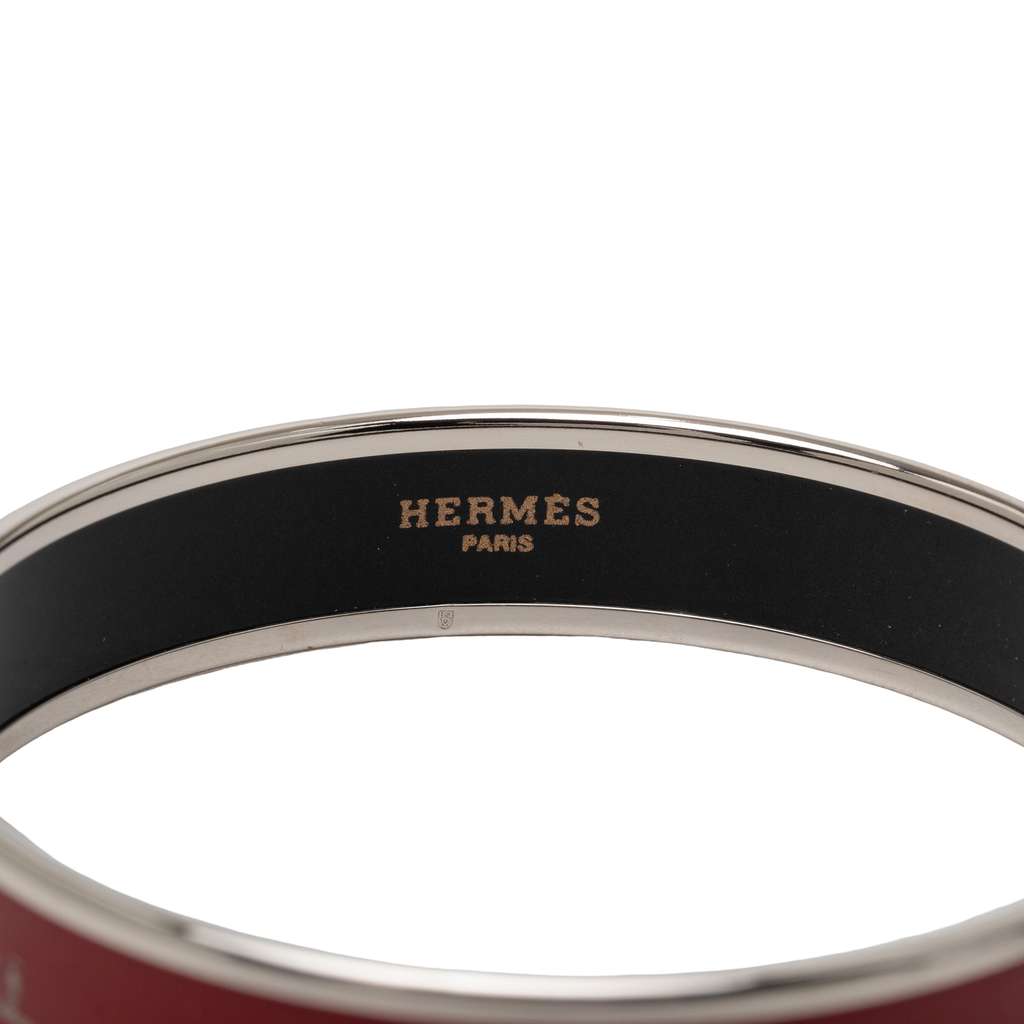 Hermès Narrow Caleche Enamel Bangle 62 Red Good condition - Model View