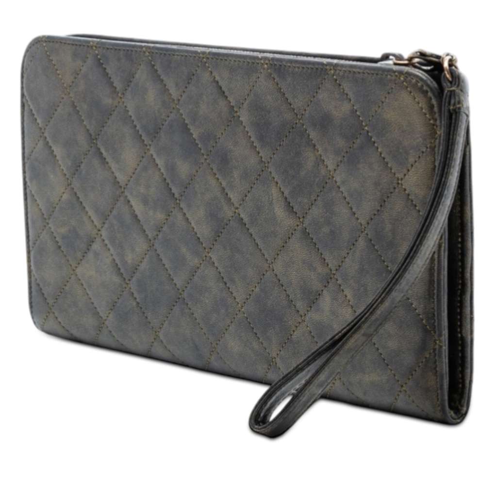 Chanel Metallic Lambskin CC Chain Fringe Clutch Black Leather Good condition - Back View