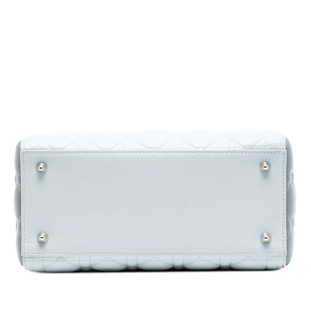 Dior Medium Tricolor Lambskin Cannage Lady Dior Blue Leather Good condition - Inside View