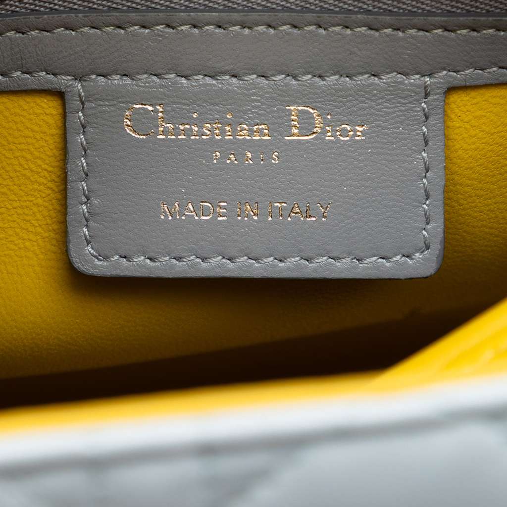 Dior Medium Tricolor Lambskin Cannage Lady Dior Blue Leather Good condition - Box View