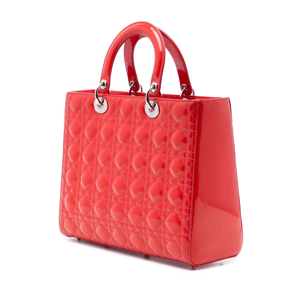 Dior Large Patent Cannage Lady Dior Red Leather Good condition - Back View