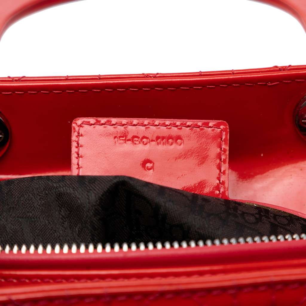 Dior Large Patent Cannage Lady Dior Red Leather Good condition - Box View