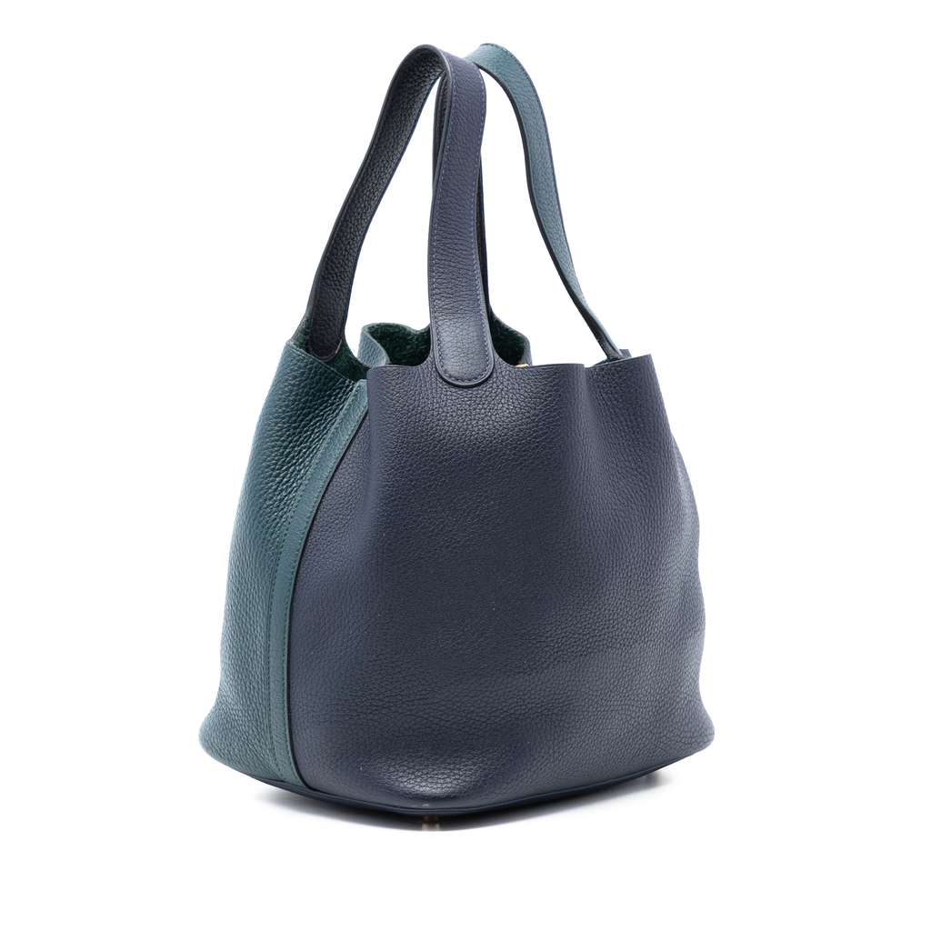 Hermès Bicolor Clemence Picotin Lock 22 Blue Leather Good condition - Back View