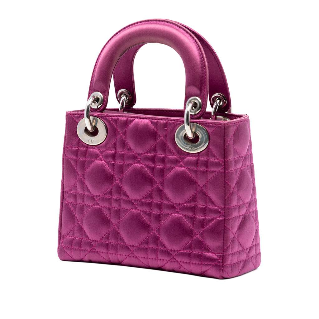 Dior Mini Satin Cannage Lady Dior Pink Satin Good condition - Back View