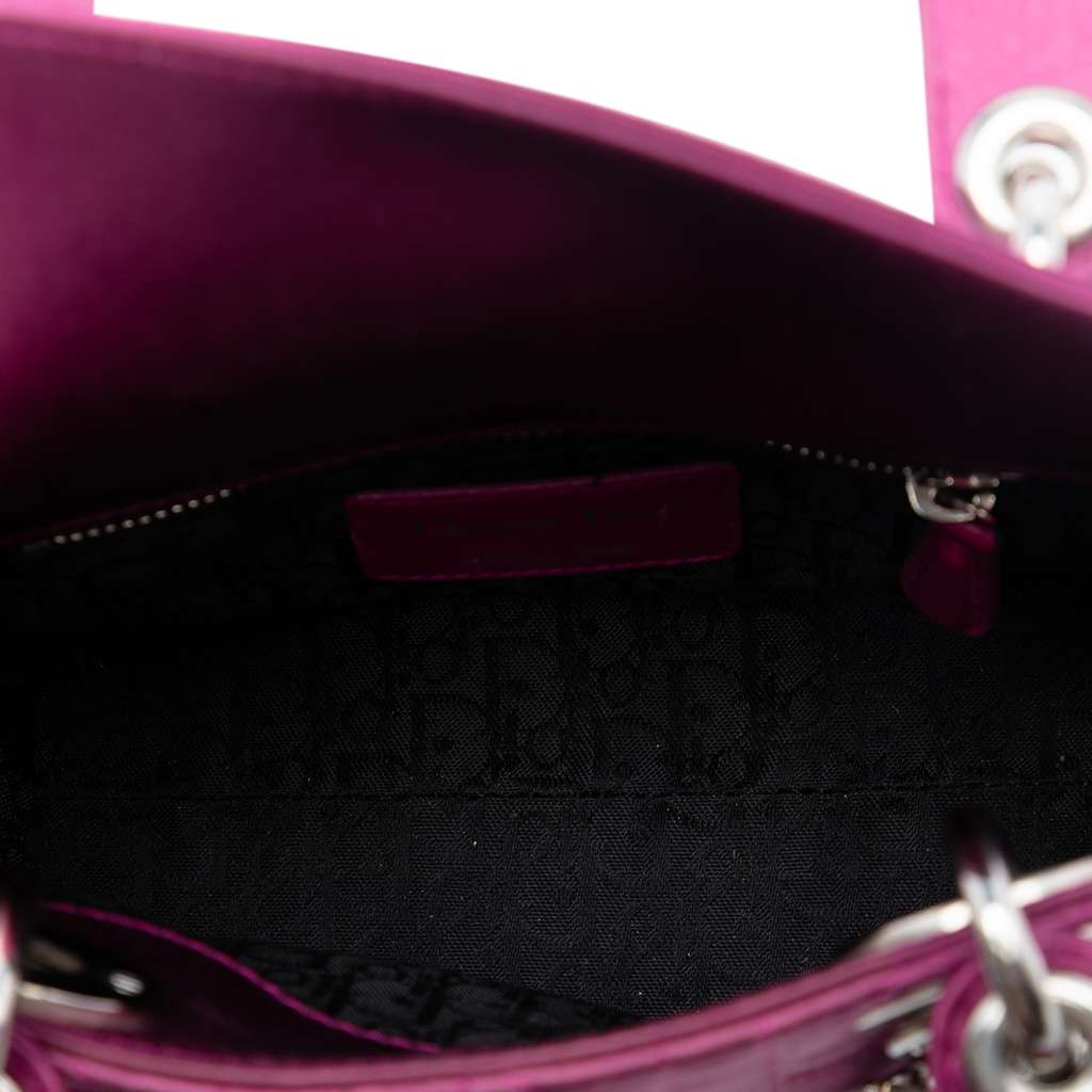 Dior Mini Satin Cannage Lady Dior Pink Satin Good condition - Model View