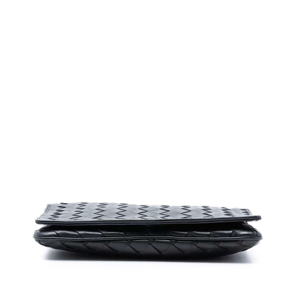 Bottega Veneta Nappa Intrecciato Flap Crossbody Black Leather Good condition - Inside View